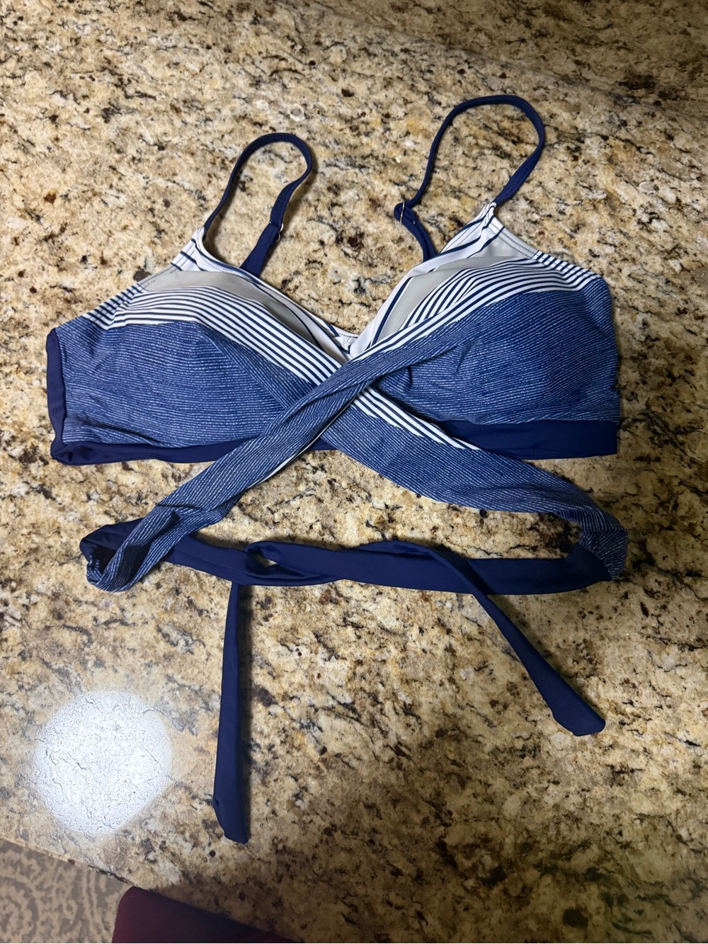 Navy Striped Women's Wrap Bikini Top